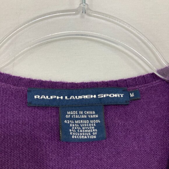 Vintage Ralph Lauren Medium Purple Wool Cashmere Blend V Neck Preppy Sweater - Picture 8 of 11